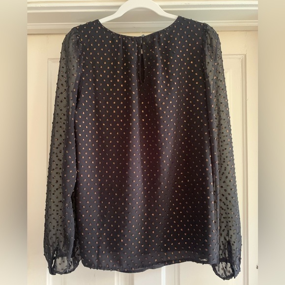 Gap Women’s Black Blouse with Copper Dots Size Small Tall - NWT - Picture 2 of 4